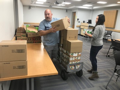 Grant Campus food pantry with Frank Salerno